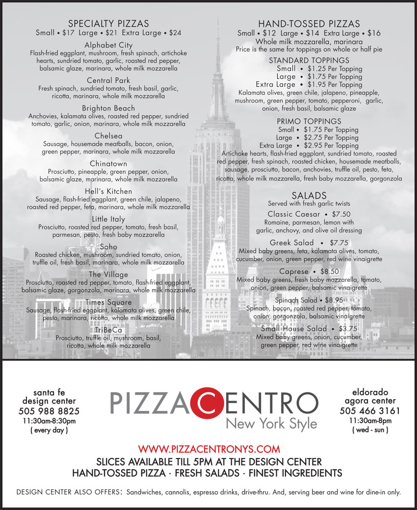Pizza Centro Menu
